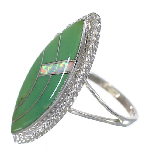 Sterling Silver Southwestern Turquoise Opal Ring Size 6-1/2 QX85859